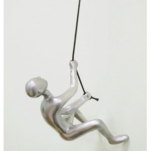 - Climbing Man Wall Art for Home Decor with 30” Leather Rope | Polyresin - Picture 2 of 6